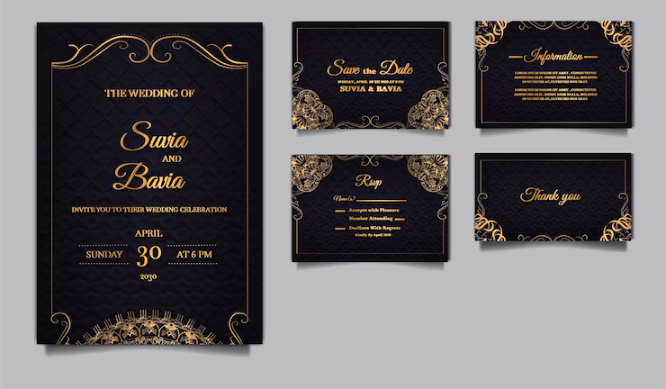 luxury-save-date-wedding-invitation-card-template-design-set